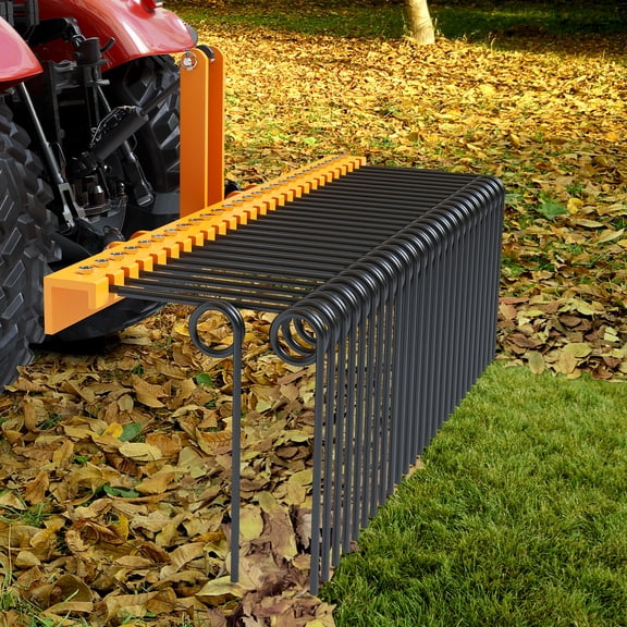 72" Durable Powder Coated Steel Pine Straw Rake Steel Spring Landscape Rake Attaches to Cat 0 Cat 1,3 Point Hitch for Leaves Straw, Orange