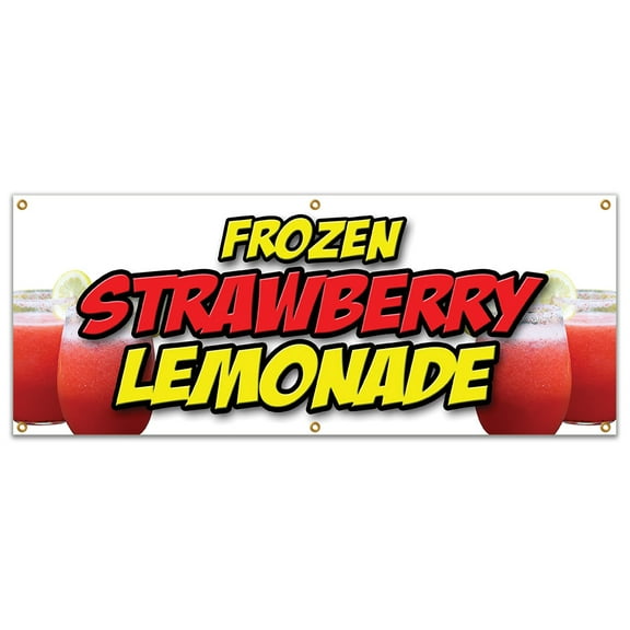 72" FROZEN STRAWBERRY LEMONADE BANNER SIGN cold refreshing slushie drink