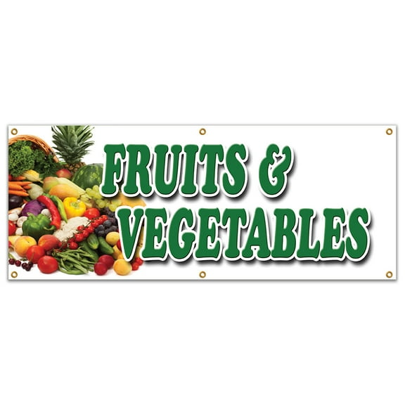 72" FRUITS & VEGETABLES BANNER SIGN local locally grown organic just picked