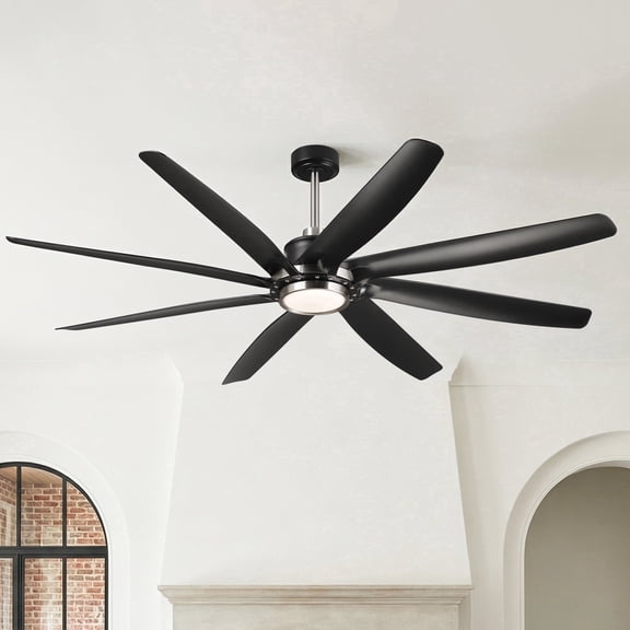 Parrot Uncle 72" Modern HVLS 3CCT LED Ceiling Fan with Light and Remote Control, Large Ceiling Fan for Patio, Garage, or Porch, Quiet, Standard Mount, Black
