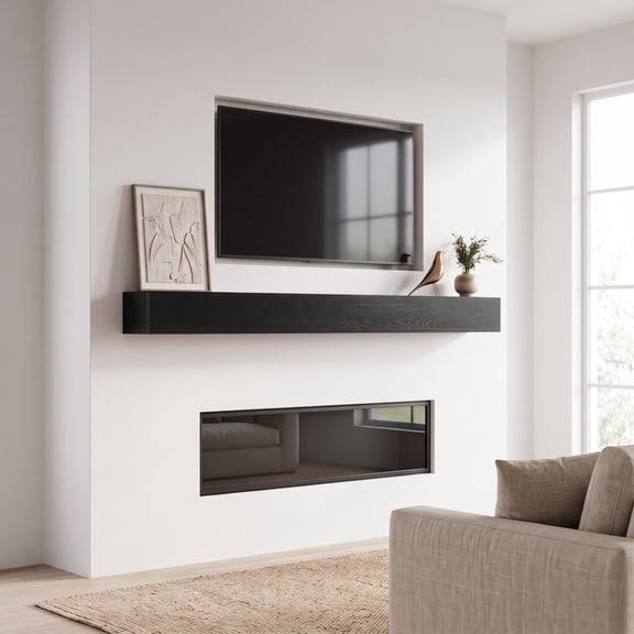 72'' Fireplace Mantel Floating Shelf Solid Pine Wood Wall-Mounted Mantel with Textured Wood Grain for Living Room, Kitchen & Home Decor
