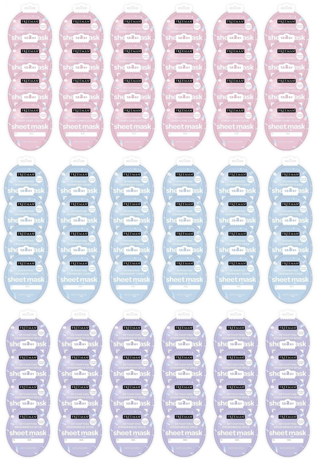 (72) Freeman Face Sheet Masks Hydrating, Detoxifying, Brightening -Gift Set Idea