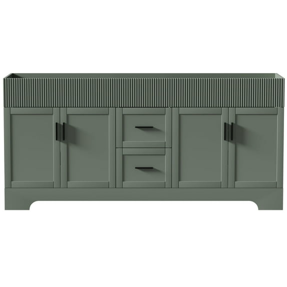 72" Freestanding Double Sink Bathroom Vanity Cabinet Base Only, Hand-Painted, Sink Not Included