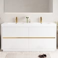 thumbnail image 1 of 72" Freestanding Vanity with 2 Sinks | Four Drawers for Bathroom Storage | Glossy White Finish, Attractive Appearance | Soft-Close Hinges for Quiet Closure, 1 of 7