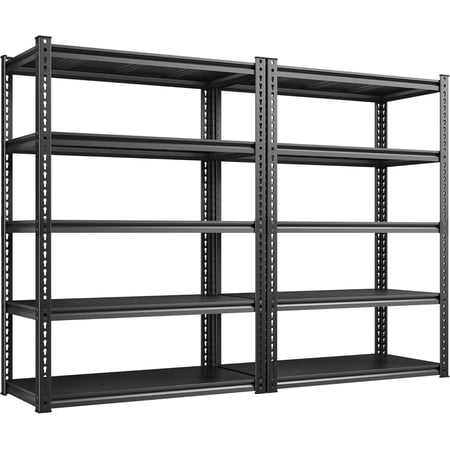 72'' Garage Shelving Heavy Duty Garage Storage Shelves Loads 2050LBS Heavy Duty Shelving Adjustable 5-Tier Metal Shelves for Storage,Basement Shelving Utility Shelf Rack 2PC,72"H*31.5"W*16.5"D