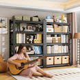 thumbnail image 1 of 72"H × 36"W × 16"D Adjustable Metal Bookshelf with Fence,5-Tier Heavy Duty Sturdy Bookcase,Adjustable Book Shelf with Storage for Bedroom,Living Room,Office,Garage,Warehouse,Basement,Kitchen,Black, 1 of 9
