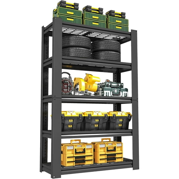 72"H|36"W Garage Shelving Heavy Duty, Metal Garage Shelves, Adjustable 5 Tiers Storage Shelves, Garage Industrial Shelving Utility Racks for Kitchen, Industrial, Warehouse, Basement, Garage, Gym