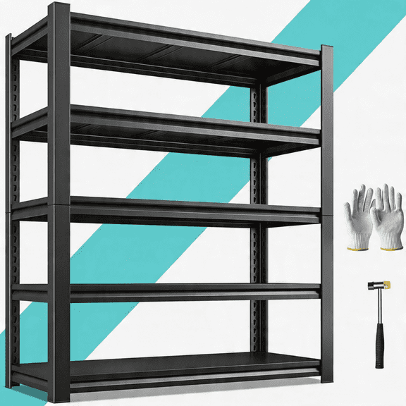 72"H40"W Industrial Steel Storage Shelving,5 Tier Adjustable Rack,3000Lbs Dual Pillar Utility Organizer for Garage Warehouse Living Room Bedroom Office Library Laundry Shop Plant Shoes