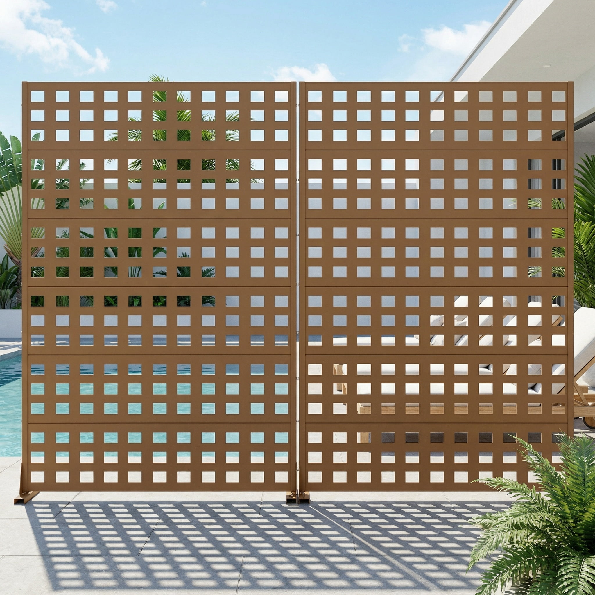 Privacy Metal Screen Fence Panel Horizontal Stripe Pattern