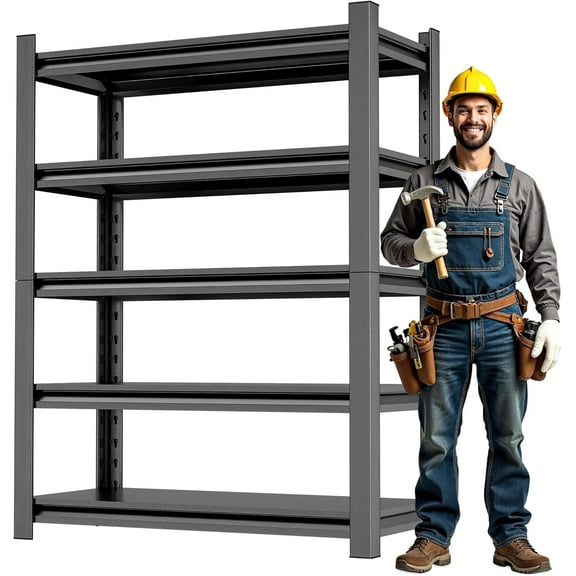 72" H Garage Shelving, 3000bls Heavy Duty Storage Shelves Units, 5 Tier Adjustable Metal Shelving Easy Assemble, Industrial Utility Shelf Storage Rack for Garage Warehouse Basement
