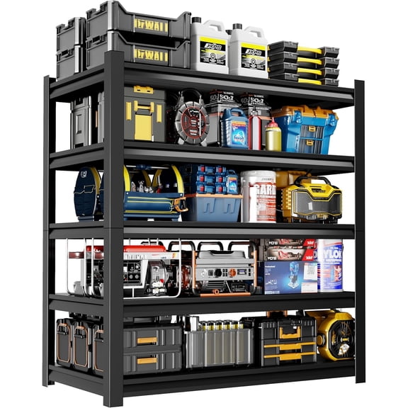 72" H Garage Shelving,5-Tier Heavy Duty Shelving Unit,3000LBS Adjustable Metal Storage Shelves,Storage Rack Units for Industrie,Shed,Warehouse,Basement,Black,48" W x 24" D x 72" H