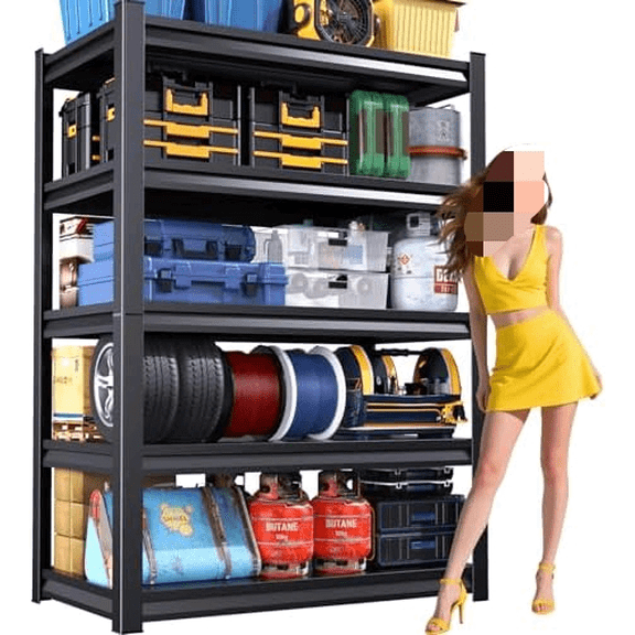 72" H Garage Shelving,5 Tier Metal Shelving Unit,Adjustable Storage Shelves Rack,3000LBS Heavy Duty Garage Shelves,Office,Warehouse,Basement,Black (72" H*36" W*16" D)$$Tools & Hardware Other