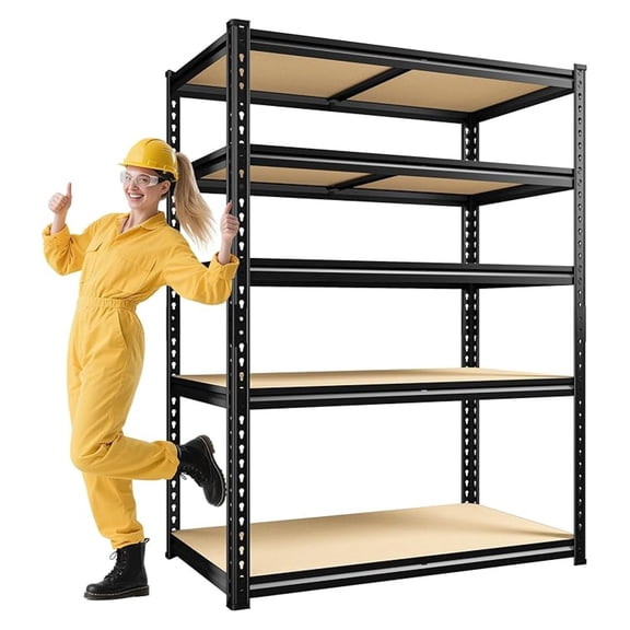 72" H Garage Shelving, 5 Tier Storage Shelves Load 2500 lbs, Adjustable Garage Shelves, Metal Shelving Unit for Warehouse, Basement, Pantry, 40" Wx 16" D x 72" H, Black