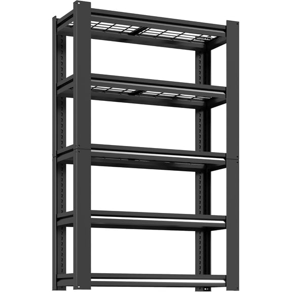 72" H Garage Shelving, Garage Shelves Heavy Duty, 5 Tier Adjustable Storage Shelves for Warehouse, Basement, Workshop, Kitchen, Require Assembly, 16''D*35.5''W*72''H, Black