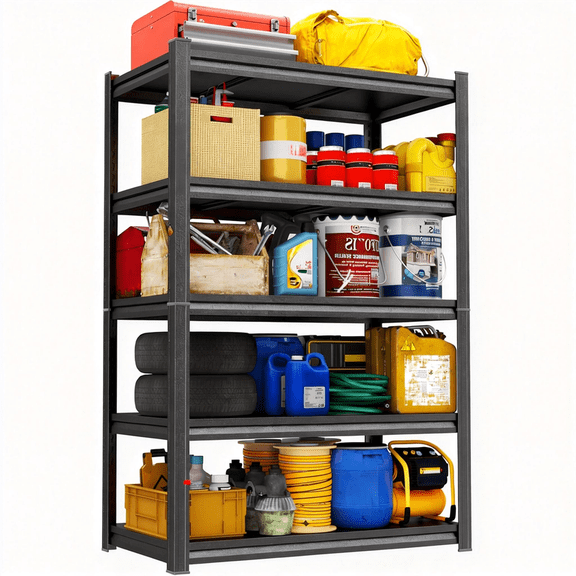 72" H Garage Shelving, Garage Shelving Heavy Duty, 3000Lbs 5 Tier Adjustable Storage Shelves for Warehouse, Basement, Workshop, Double-Layer Column with Reinforced Ribs, 20" D*40" W