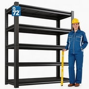 72 H Garage Shelving Garage Storage Shelves 5T Metal Shelf Heavy Duty Shelving Unit Adjutable Industrial Utility Shelf Storage Rack for Warehouse, Basement,72 H*36 W*16 D