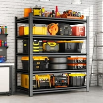 72''H Garage Shelving Heavy Duty Garage Storage Shelves, 3000 LBS Adjustable 5 Tier Industrial Shelving Unit, Metal Utility Shelf for Basement, Warehouse and Workshop (72''Hx46''Wx18''D, Black)