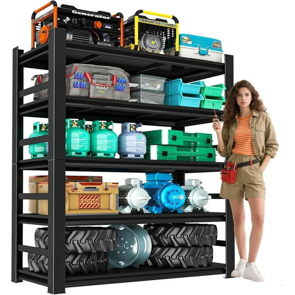 72" H Garage Shelving Unit 3500 LBS Heavy Duty Storage Shelves, Adjustable 5 Tier Metal Shelving Uni for Storage, Utility Shelves for Garage,Workshop, Basement, Home Office 72" Hx35.4 Wx15.7 D