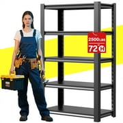 72" H Garage Shelving Unit, Garage Storage Shelves 2500LBS Heavy Duty Shelving, Adjustable 5 Tier Metal Shelving Utility Shelf, Storage Rack for Industrial, Warehouse, Basement (16" D*35" W*72" H)
