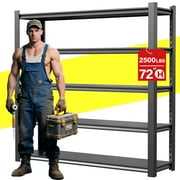 72" H Garage Shelving Unit, Garage Storage Shelves 2500LBS Heavy Duty Shelving, Adjustable 5 Tier Metal Shelving Utility Shelf, Storage Rack for Industrial, Warehouse, Basement (20" D*59" W*72" H)