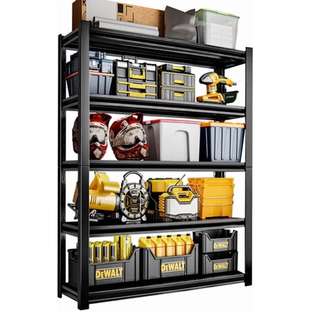 72"H Garage Shelving Unit Storage Metal Shelves 2000LBS Heavy Duty Shelving 5 Tier Adjustable Utility Industrial Shelves Rack for Garage Basement Pantry Kitchen Living Room (15.7"D×35.4"W×72"H)