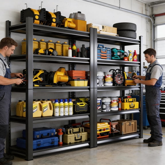 72"H Heavy Duty Industrial Storage Shelves,3000LBS Steel Garage Shelving Units, Adjustable Metal Shelves for Warehouse, Distribution Center, Pallets & Bulk Materials Black, 5 Tier-14"D x 40"W x 72"H