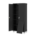 thumbnail image 1 of 72" H Locking Metal Garage Storage Cabinet with Wheels & Pegboard, 4 Adjustable Shelves for Workshop, Home Office or Garage, Black, 1 of 8
