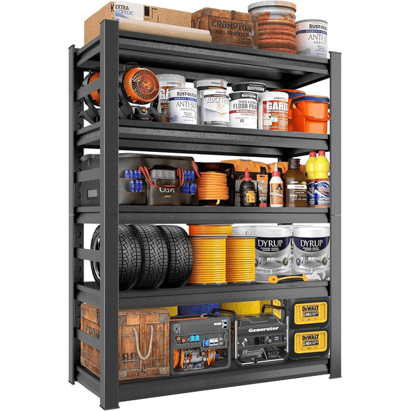72''H Metal Garage Shelving, 5-Tier Heavy Duty Shelving Unit, Adjustable Garage Storage Shelves, Utility Rack Shelf for Industries, Warehouses, Basement(Black, 72''H*35''W*16''D, 5 Tier)