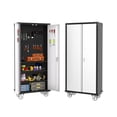 thumbnail image 1 of 72" H Metal Storage Cabinet with Wheels, Garage Storage Cabinet with Adjustable Shelves and 2 Doors for Garage Home Office Utility Room, 1 of 7