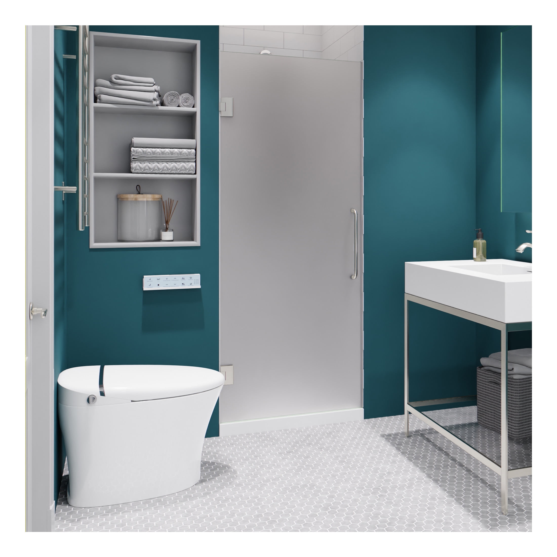 72" H x 24" W Brushed Nickel Frameless Shower Door with Frosted Glass