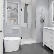 72" H x 30" W Hinged Frameless Shower Door Gunmetal Passion Series