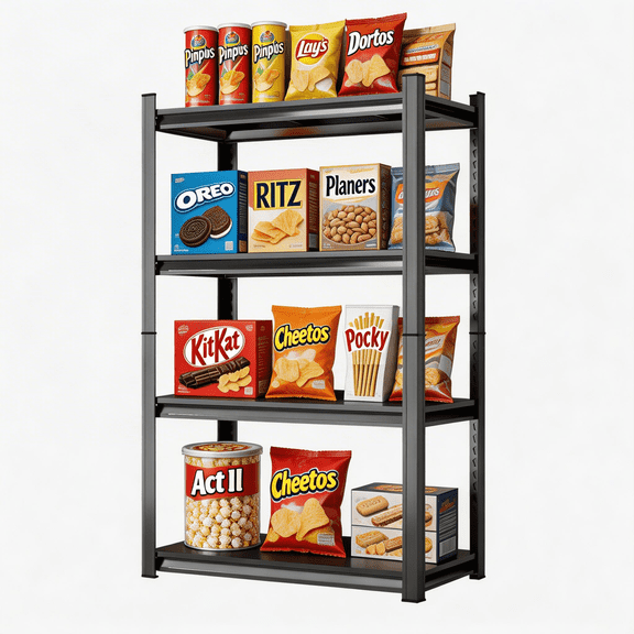 54" H x 36"W Metal Garage Shelving Unit,4-Tier Storage Shelves,Double-Layer Columns,Adjustable Industrial Standing Shelf for Warehouse Basement Kitchen Pantry Bathroom Laundry Plant Shoe Book