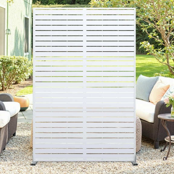72" H x 47" W Freestanding Metal Privacy Screen - Rustproof Weather-Resistant, 0.39" Gap Decorative Fence for Patio & Garden