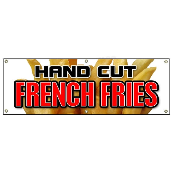 72" HAND CUT FRENCH FRIES BANNER SIGN chips idaho crispy onion rings frys hot fresh