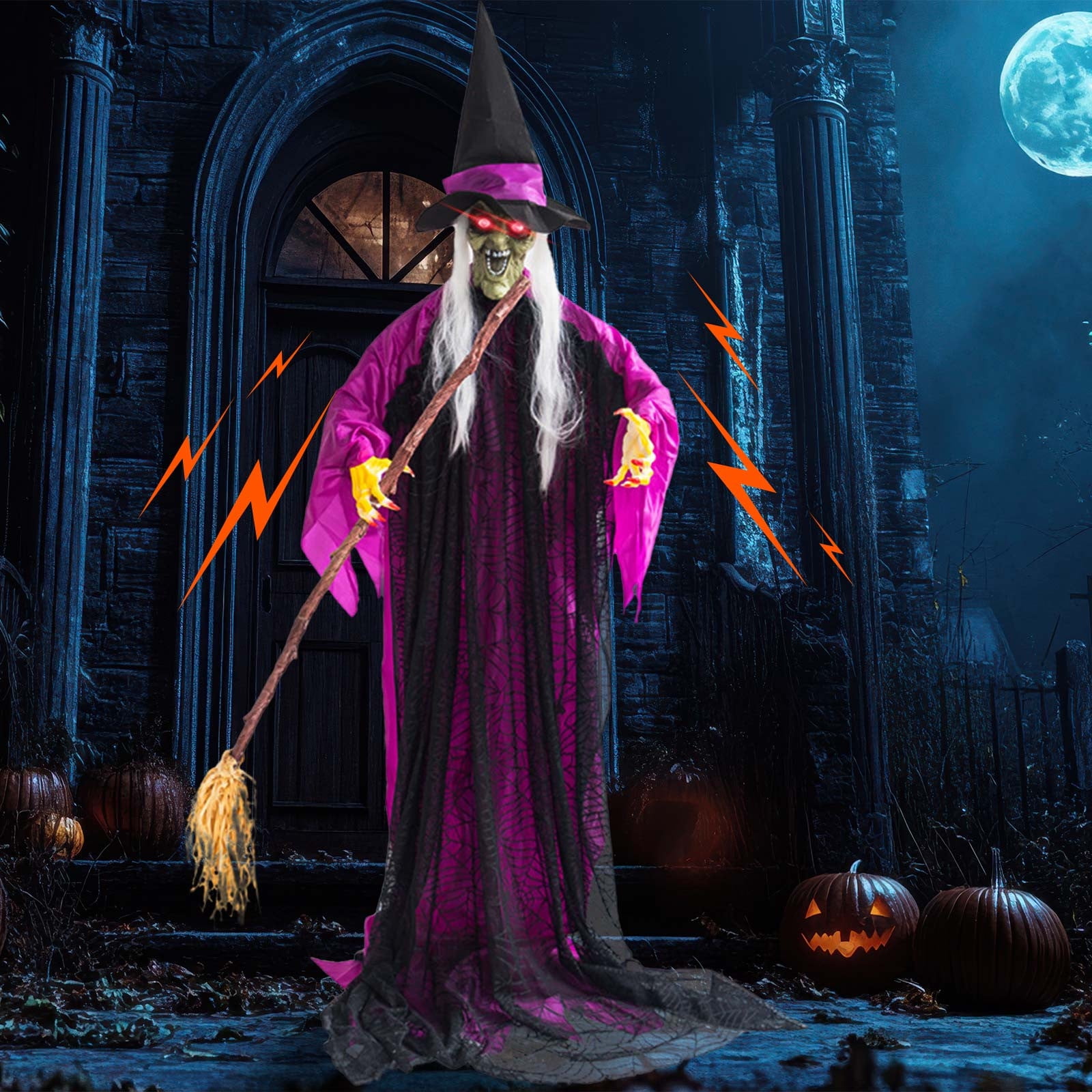 4ft Animated Halloween Doll - Sound Activated Spooky Skull With Glowing Eyes For Outdoor Scares