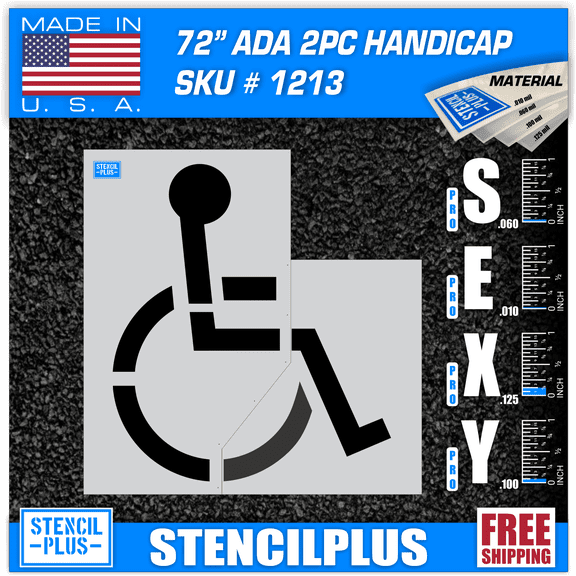 72" Handicap Parking Lot Pavement Marking Stencil Thickness: 0.125