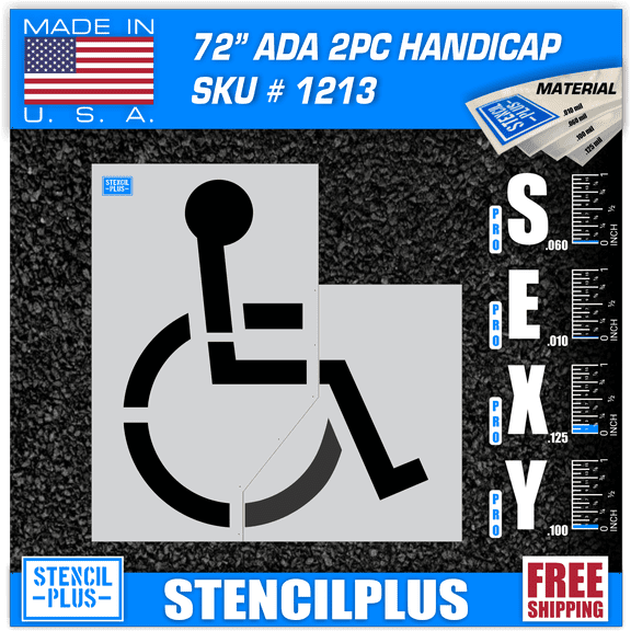 72" Handicap Parking Lot Pavement Marking Stencil Thickness: .100