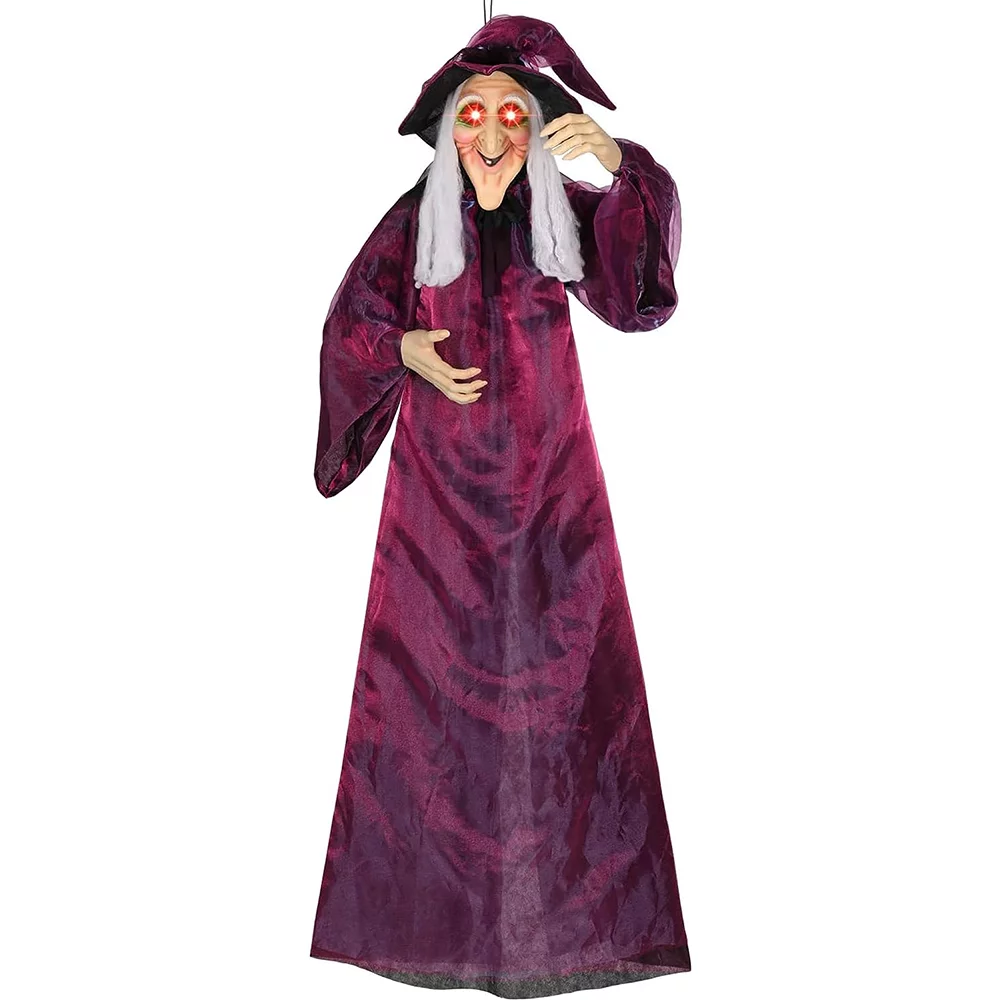 72”Hanging Animated Talking Witch Decoration with Lightup Eyes and