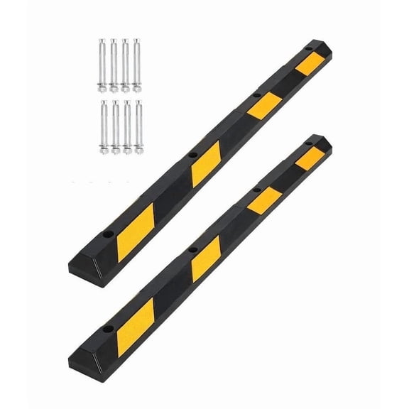 72 in Heavy Duty Rubber Parking Curb, 55000 LB Capacity, 6 ft Garage Parking Stopper with Reflective Stripes, Car Wheel Stopper Block for Driveway, Home & Commercial Use, 2 Pack