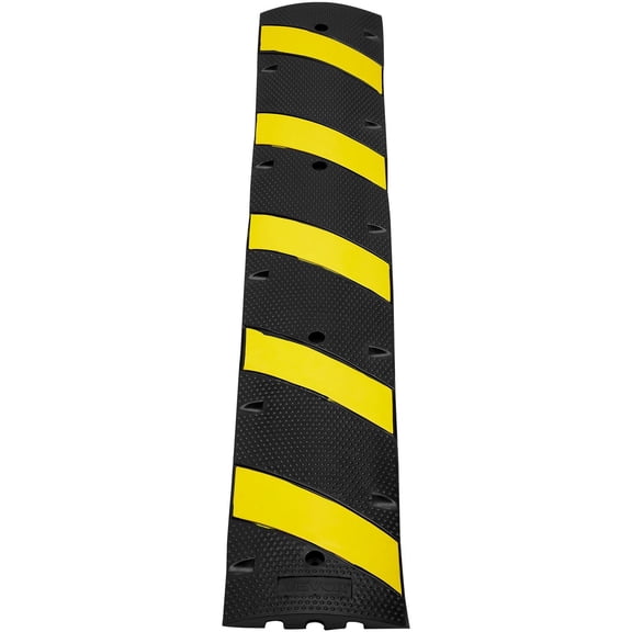 72'' Heavy Duty Rubber Speed Bump - 2 Channel Design, 22,000 lbs Capacity - Traffic Calming, Durable & Weather-Resistant