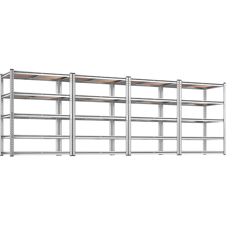 72" Height Adjustable Storage Shelves, Galvanized Steel & MDF Shelf Unit for Garage, Basement & Warehouse