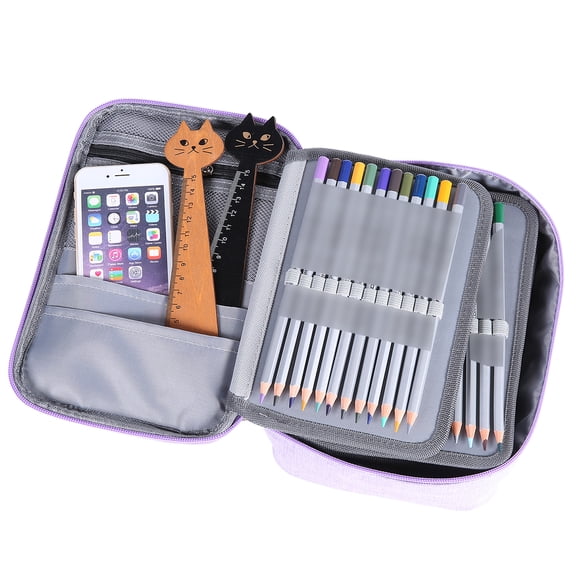 Large 72-Hole Multifunctional Canvas Pencil Case Storage Bag for Art Supplies and Travel Organizer