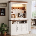 thumbnail image 1 of 72" Home Coffee Bar Cabinet with LED Light, Tall Farmhouse Coffee Bar Hutch with Storage, Sideboard Buffet Cabinet with Microwave Stand/Glass Shelf/6 Hooks/3 Drawers for Kitchen Living Dining Room, 1 of 7