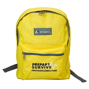 72-Hour, 2-Person Emergency Preparedness Backpack with IOSAT Potassium Iodide Tablets, Activated-Carbon Respirators, Aquatabs & Dynamo Radio Flashlight - Deluxe Fill by Prepare Survive (Yellow)