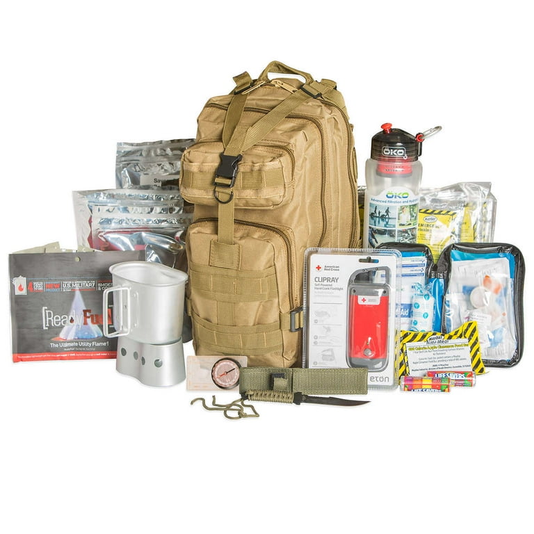 Tactical backpack survival kit top