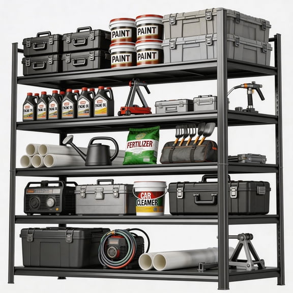72"Hx40"W Steel Garage Storage Shelves, 3000lb Heavy Duty Organizer with Double-Layer Upright, Thickened Adjustable Panel for Garage Workshop & Warehouse