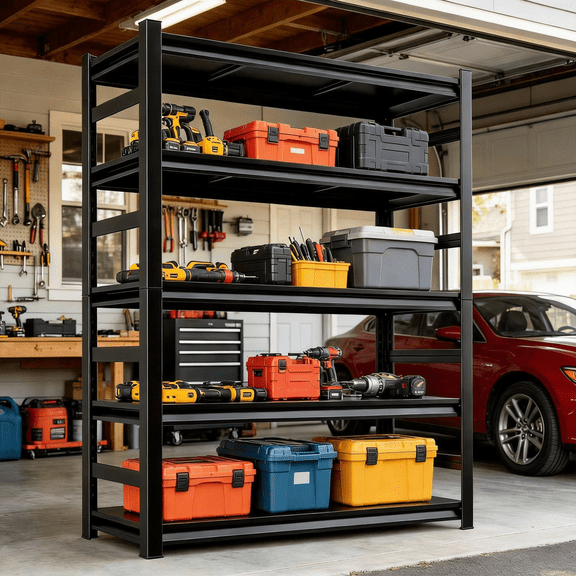 72"Hx48"W Metal Garage Storage Shelves with Fence,24"D Steel Shelving 3000lbs Heavy Duty Adjustable Industrial Racks for Warehouse,Basement,Pantry,Kitchen,Study,Garden,Shoe,Plant