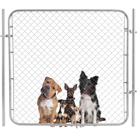 72 In Adjustable Chain Link Fence Gate Kit 70 In H Galvanized Metal Gate for Yard Garden Farm