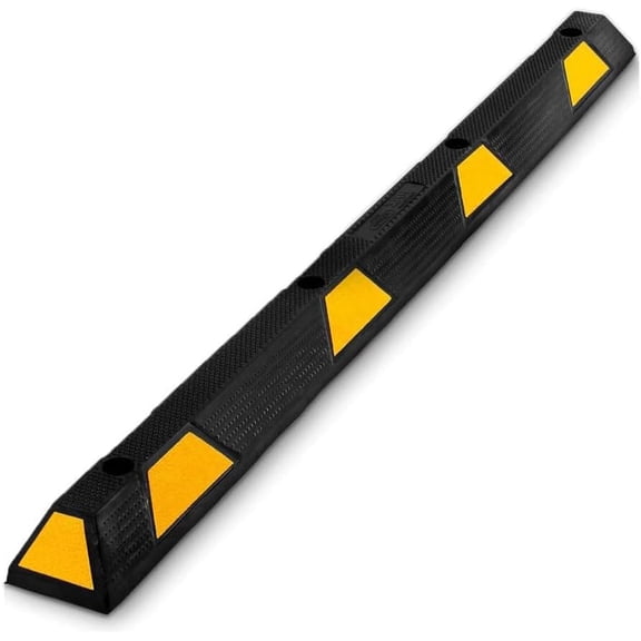 72 In Heavy Duty Rubber Parking Stopper 55000 lbs Capacity Garage Wheel Stop with Reflective Stripes