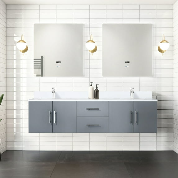 72 In. Wide Dark Grey Double Bath Vanity. Marble Top, Solid Wood. Soft Close. Scratch And Stain Counter. Two Spacious Compartments, Drawers Open Shelf For Ample Storage. Pre-drilled 1 Faucet Vanity